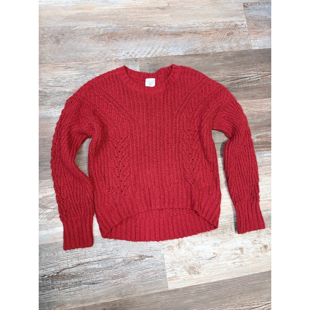 Abercrombie Kids girls cable knit sweater in brick red sz 9/10